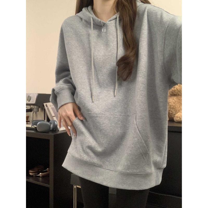 Unisex Hoodies & Sweatshirts Solid Color Hooded Basic Lazy Couple Hoodie