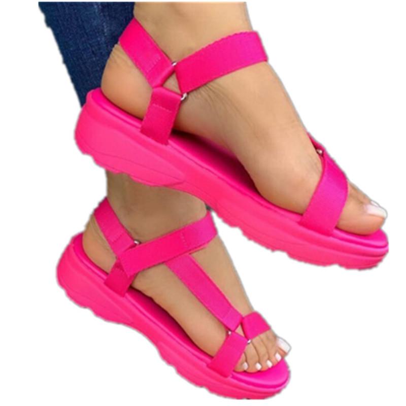 

2023 Plus Size Women s Summer Sandals - European & American Style with Magic Tape 35 фуксія