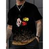 Mickey Mouse Glitter Print Men's Black Short Sleeve Crew Neck T-shirt