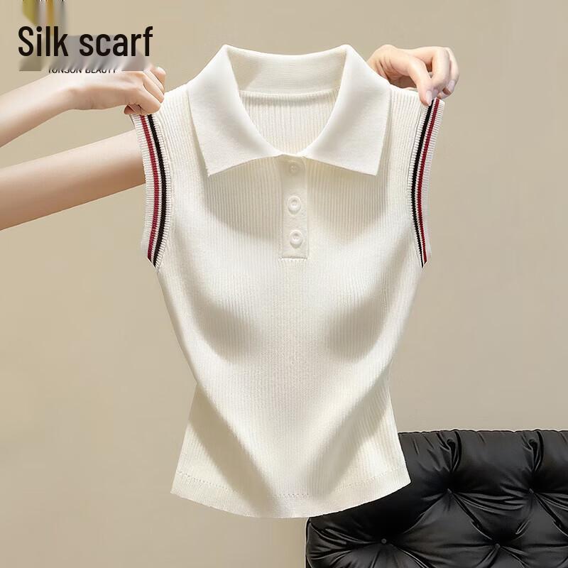 Women s Slim-Fit Lapel Vest Pullover Top One Size