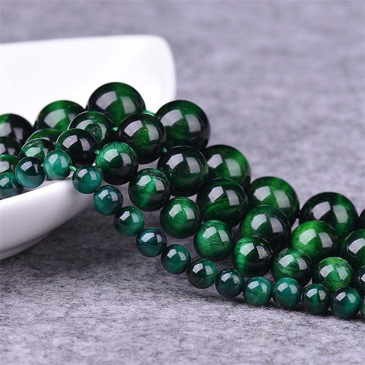 

Green tiger eye stone loose beads semi-finished beaded string with roasted color tiger eye stone DIY Handmade jewelry accessories crystal beads for 6MM One（63Left and Righ