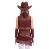 Costume da Cowgirl per Bambine Senza Maniche con Paillettes Strass Frange, Gonna Elastica, Guanti, Cappello, Fazzoletto, Danza Latina, Esibizione sul Palco, Competizione