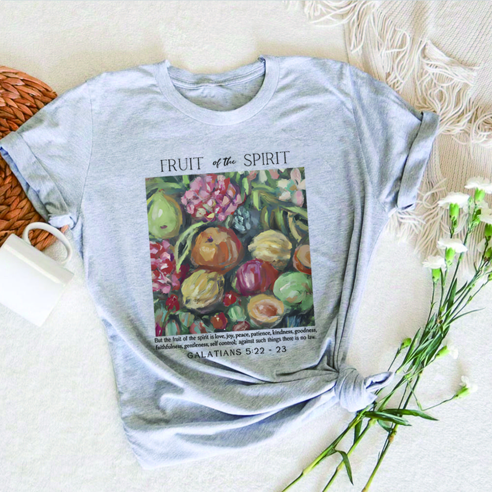 Fruit of The Spirit Christian Shirt Vintage Aesthetic Bible Verse Shirts Still Life Fruit Art Tshirt Unisex's Faith Apparel