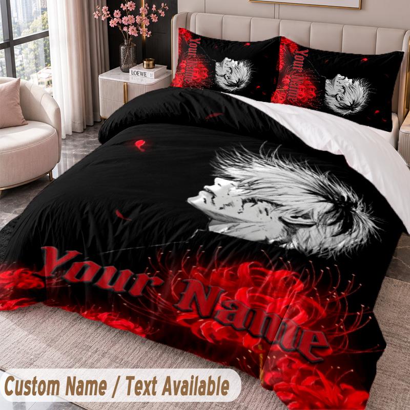 Custom Name Text 3Pcs Bedding Set Tokyo Ghoul Duvet Cover And Two Pillowcases