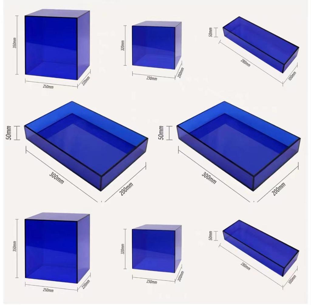 Blue Acrylic Dessert Table Display Stand for Tea Break & Birthday Ornaments
