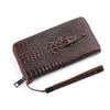 Herren Geldbörse Lang Reißverschluss Handtasche Echtes Leder Geprägtes Krokodilmuster Silberne Tasche Rindsleder Business Herren Handtasche