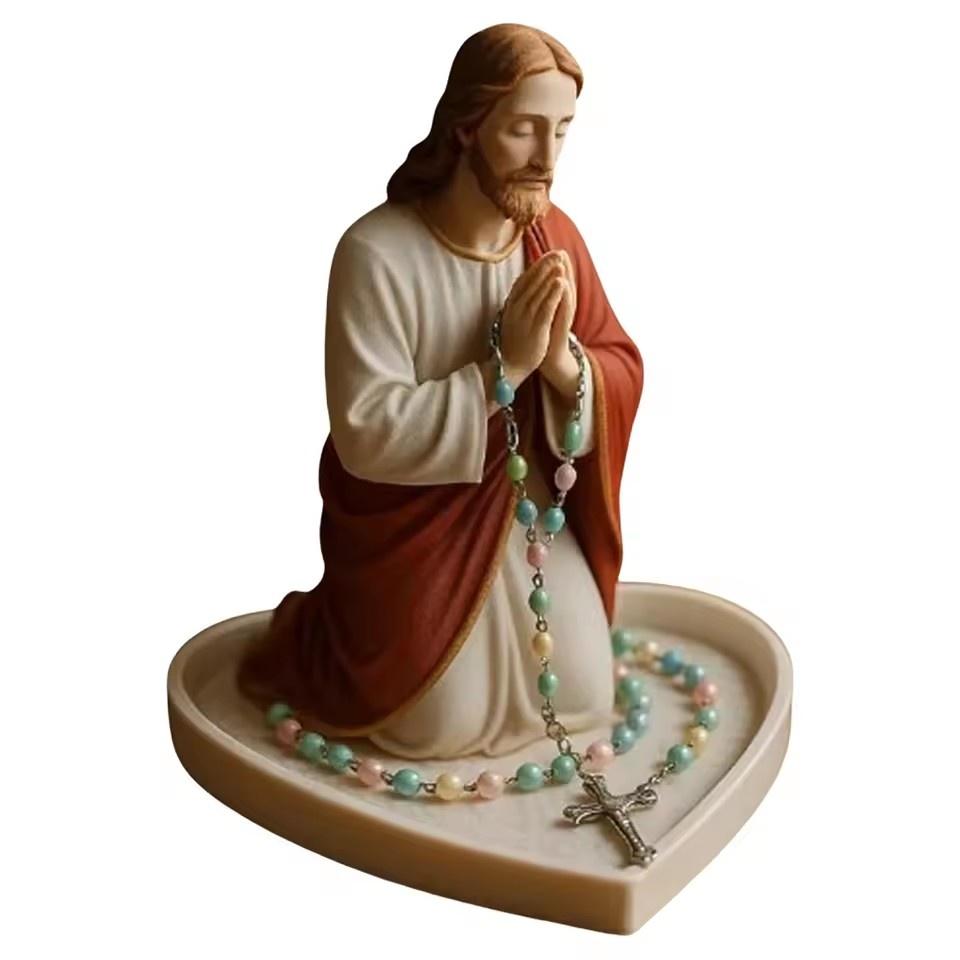 

Virgin Mary Rosary Holder Statue Resin Blessed Mother Statue Holy Mother Figure Catholic Gifts for Women Religious Home Decor No jewelry