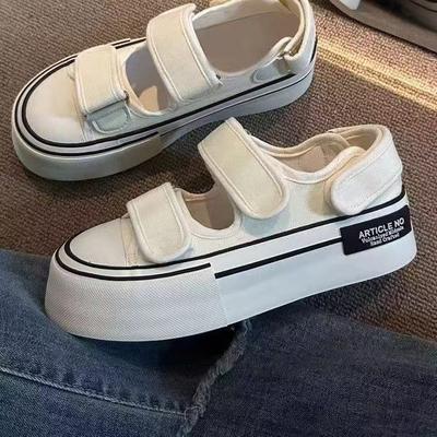 Buty płócienne niszowy design wiosenne nowe płytkie zapięcie na rzep casualowe dziecko
