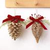 DIY 3D Hollow Christmas Ornament With Glitter Powder Bow Pinecone Pendant Tree Decor
