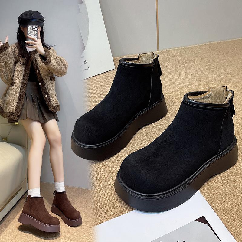 Women's Large Size Soft Sole Winter Warm Fur One Snow Boots Padded Lined Ankle Boots Anti-slip Hiking Casual Sports Cotton Boots