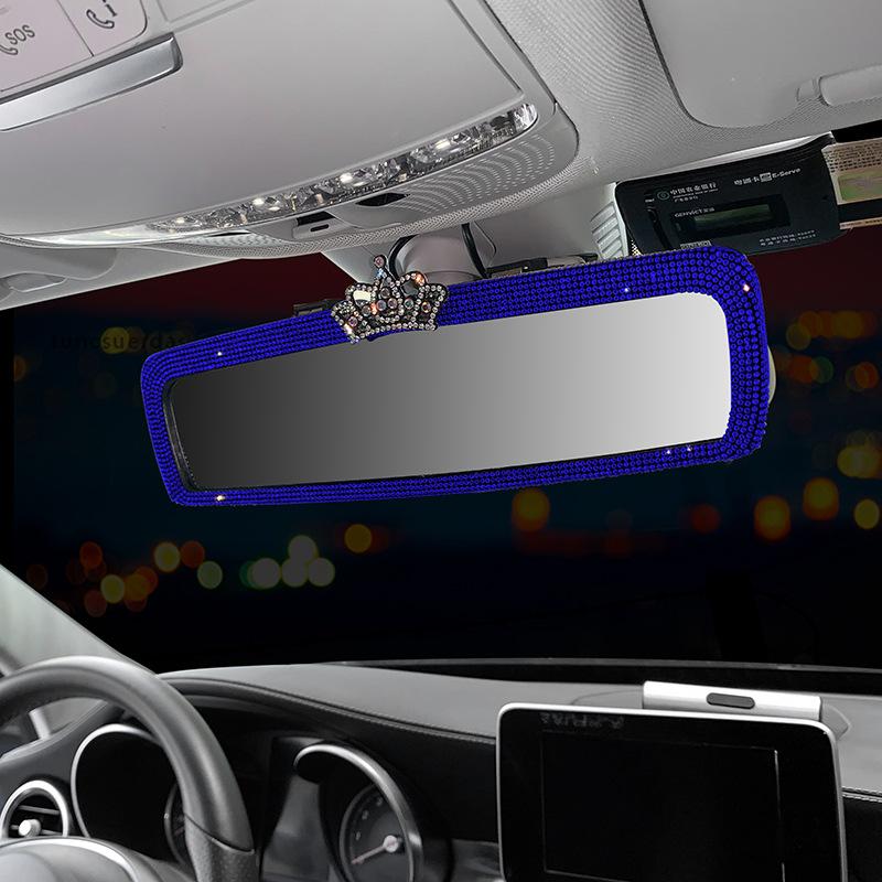 2022 Crown Car Rear View Mirror Cover Decor Charm Crystal Auto Rear View Mirror Diamond Car Bling Accessories for Woman