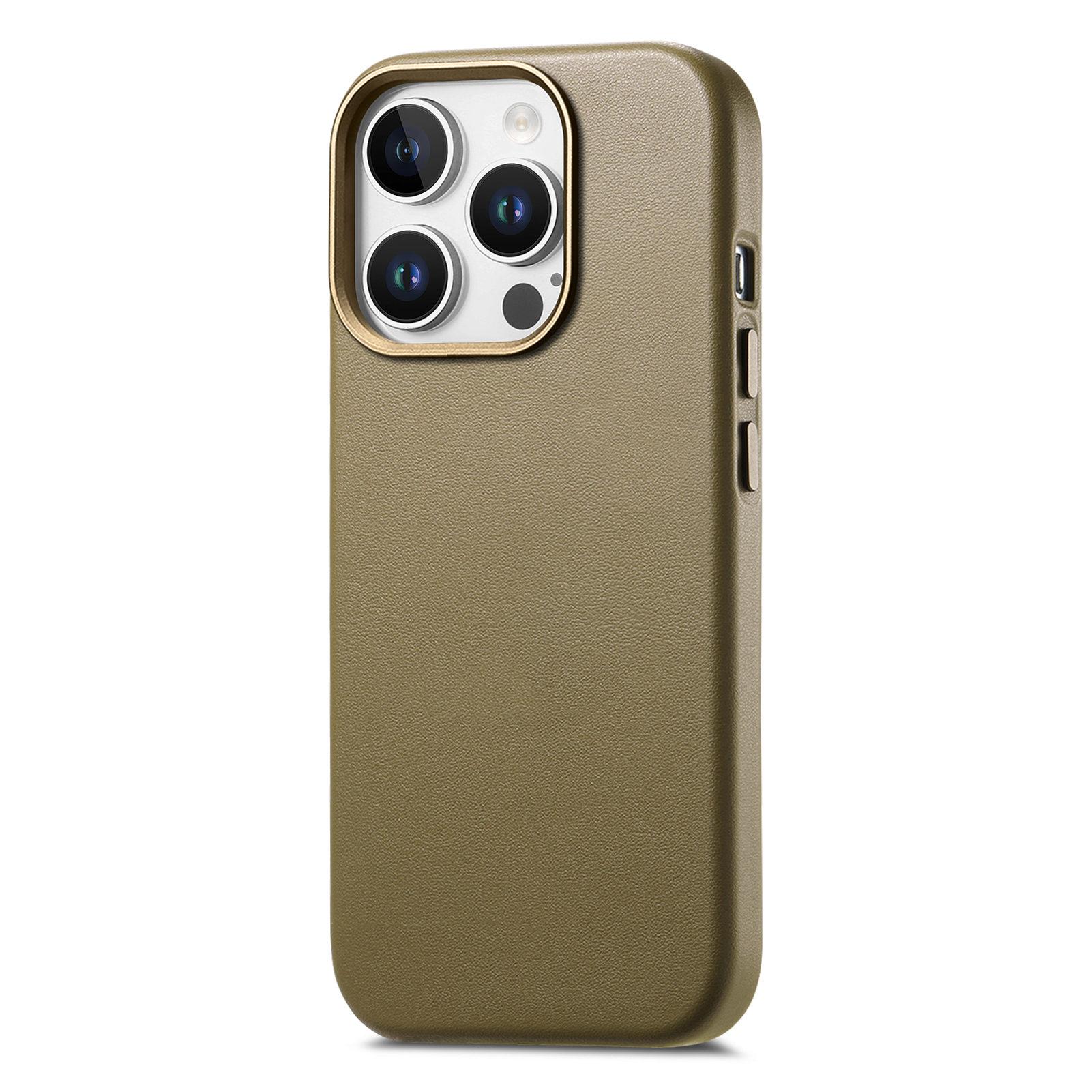 

Совместим с сериями iPhone 13 - 16 | Сильная магнитная адсорбция | Защитный чехол для телефона из натуральной кожи iPhone 16 Pro дубильная кора