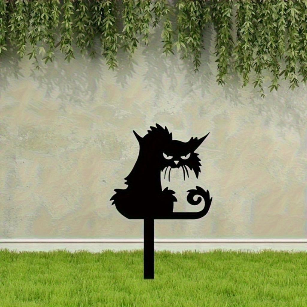 Halloween Ghost Cat Metal Garden Stake Spooky Silhouette Outdoor Yard Patio Decor Fall Display Ornament