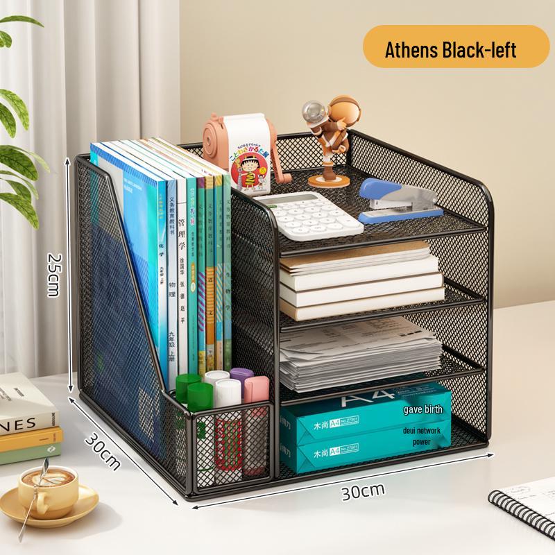 Desktop File Organizer: Multilayer Large Capacity Storage Rack for Office Supplies