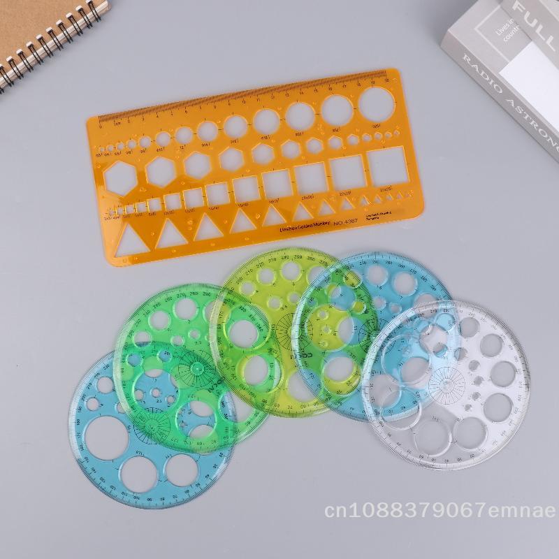 [ZYAS]1/2/3Pcs Circles Drawing Shape Geometric Drawing Stencils Tools Multifunction Geometric Template Plastic Measuring Ruler
