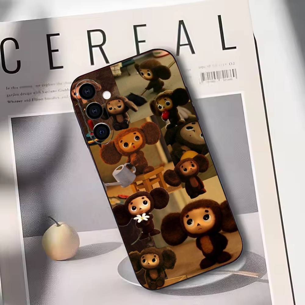 Cartoon C-cheburashka  Phone Case Black Silicone Soft For Samsung Galaxy A73,A72,A71,A70,A53,A52,A51