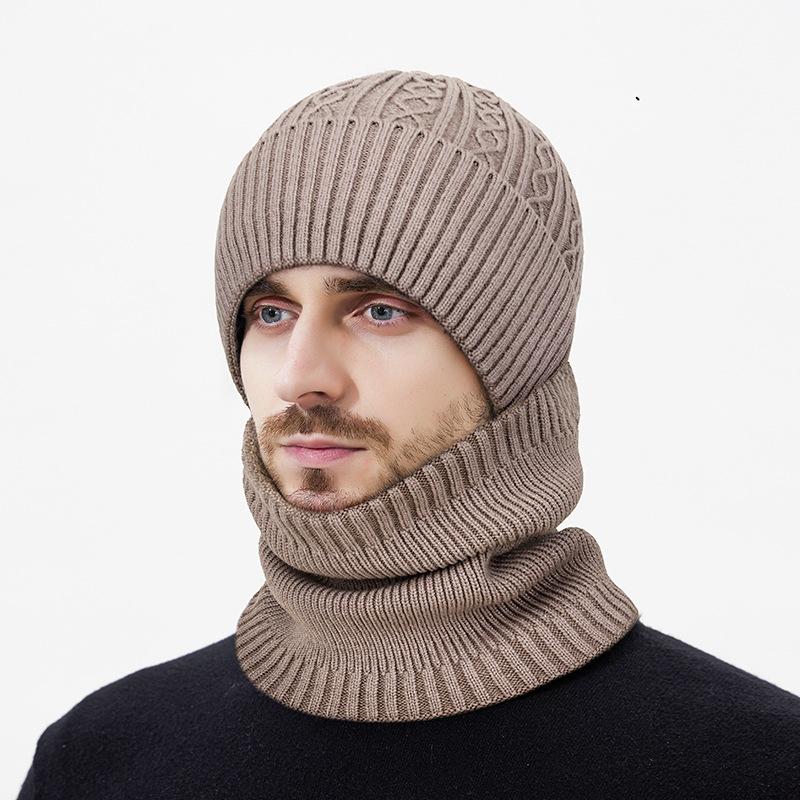 Winter Dick Warm Nacken Zweiteilige Strickmütze Herren Winddicht Kältefest Skimütze Wollmütze