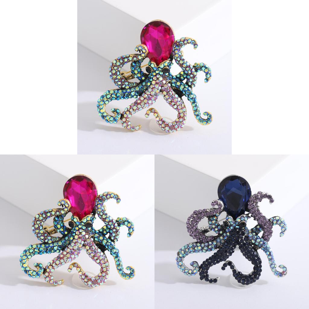 Alloy Octopus Brooch Pin With Water Drip Craft For Women Fashion Accessories