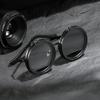 2026 New Style Vintage-Inspired Round Frame Glasses with Black Lenses - Adjustable, Color-Changing, Stainless Steel Temples