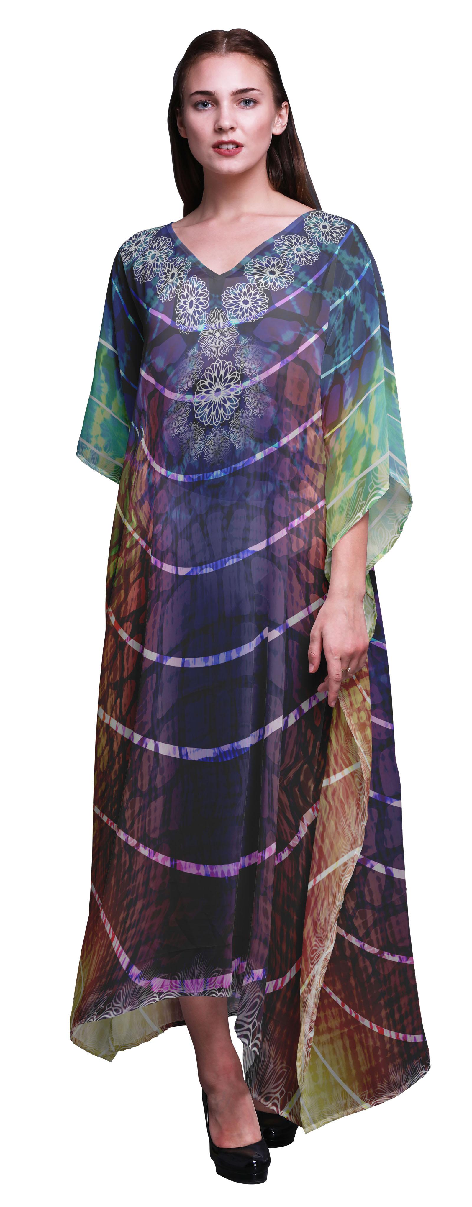 

Phagun Ziraffe Animal Skin Long Caftan Maxi Dress Beach Swimwear Cover up Womens XL-3X темно-синього кольору