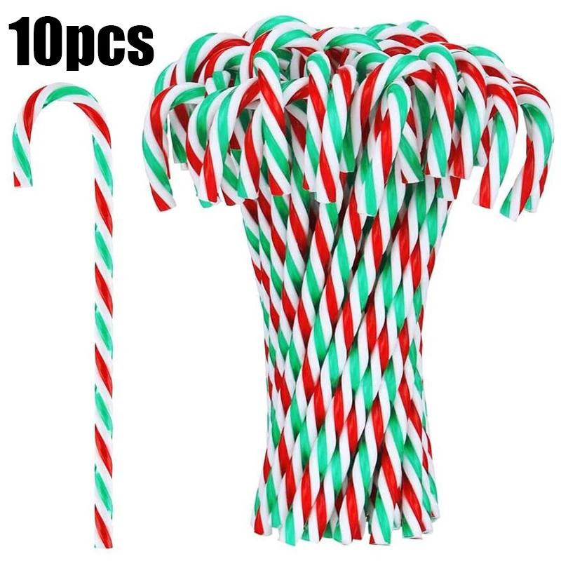 20Pcs Xmas Candy Canes Pendant Acrylic Xmas Tree Twisted Crutch Hanging Ornament Happy New Year Christmas Party Home Decoration