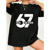 Oversized T Shirt Black 67 Six Seven Graphic Print Casual Streetwear Fashion Top For Women Summer Outfit