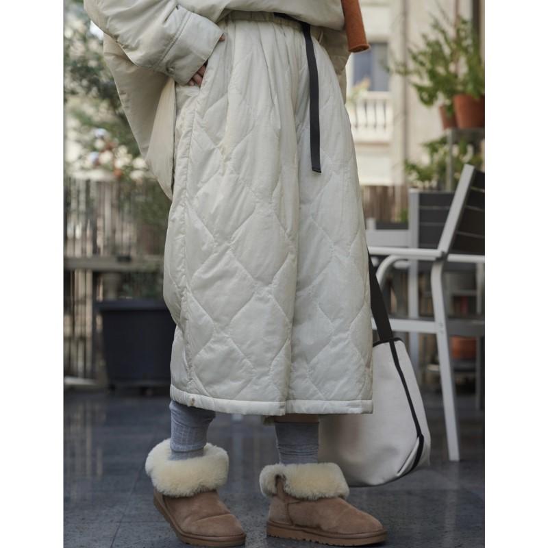 Johnature Winter Korean-style Simple Elastic Waist Cotton-padded Casual Cropped Pants Loose Comfortable Women Casual Pants