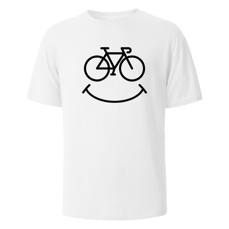 Bike Smile Print TShirt Casual Short sleeved Tops Summer Tees For Unisex Unisex 100 Cotton Oneck Oversize Streetwear Basic Top