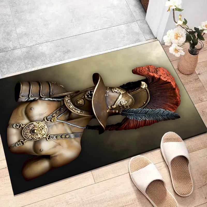 Gladiator Helmet Polyester Carpet, Soft Indoor Mat for Office Chair, Living Room, Computer Desk - Decorative Home Office Rug Design