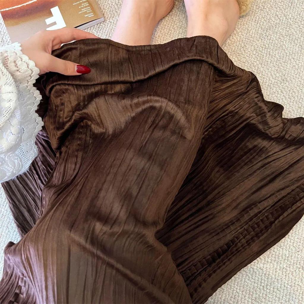 Textured Slimming High Waisted Coffee Midi Skirt - New Spring 2026 American Fashion for Women