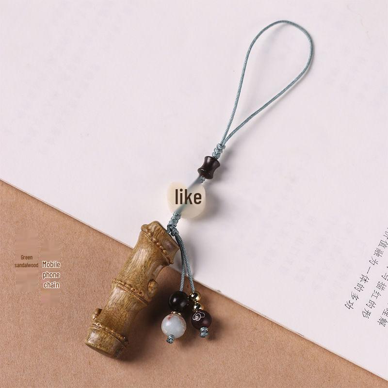 Sandalwood Bamboo Joint Step-by-Step Creative Retro Phone Pendant Keychain