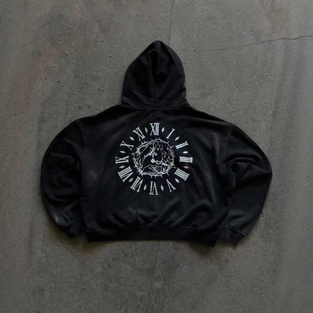 European and American High Street Dark Wind Hooded Zipper Sweater Men's and Women's Four Seasons Trendy Brand Street Retro Loose Coat