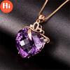 Hi Elegant Love Herz Wassertropfenförmiger Anhänger Amethyst Halskette für Frauen Mädchen Edelstein Box Kette Chocker Braut Hochzeiten Schmuck Weihnachtsgeschenke