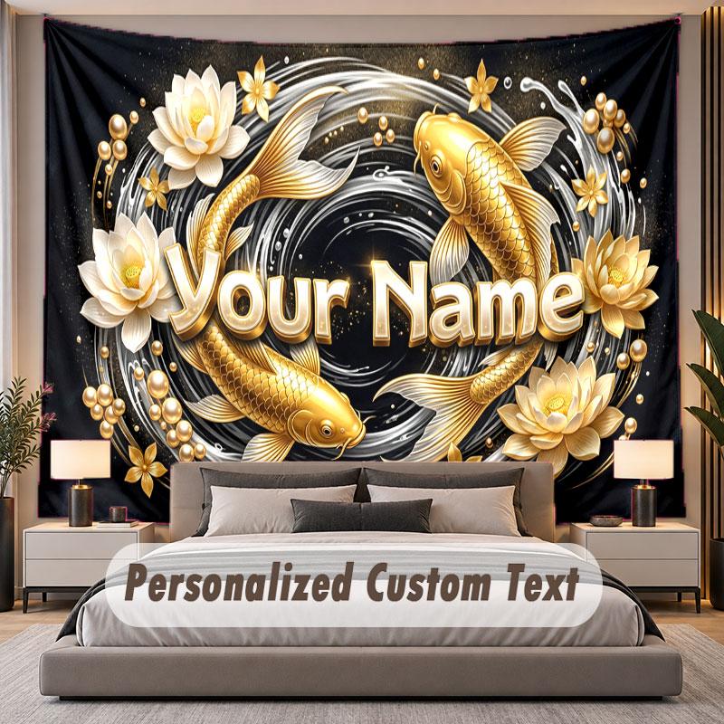 Decorative Artwork (5) Theme Personalized Tapestry Custom Name Text Wall Hanging Tapestry Home Background Decoration
