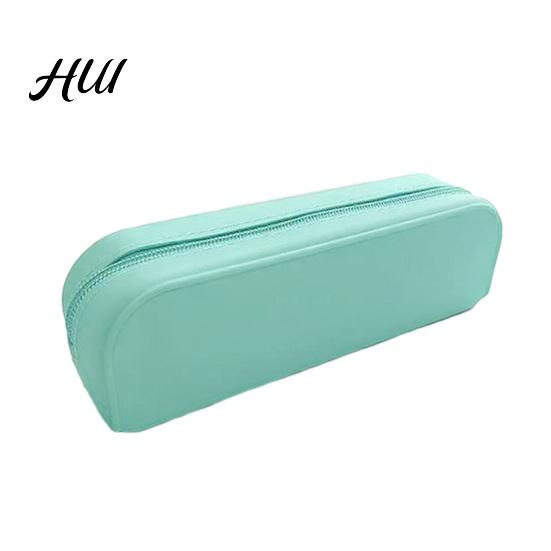 Large Capacity Pencil Case Silicone Soft Touch Bag with Zipper Portable Student Stationery Rectangular Storage Pen Pouch for School Teens Primary