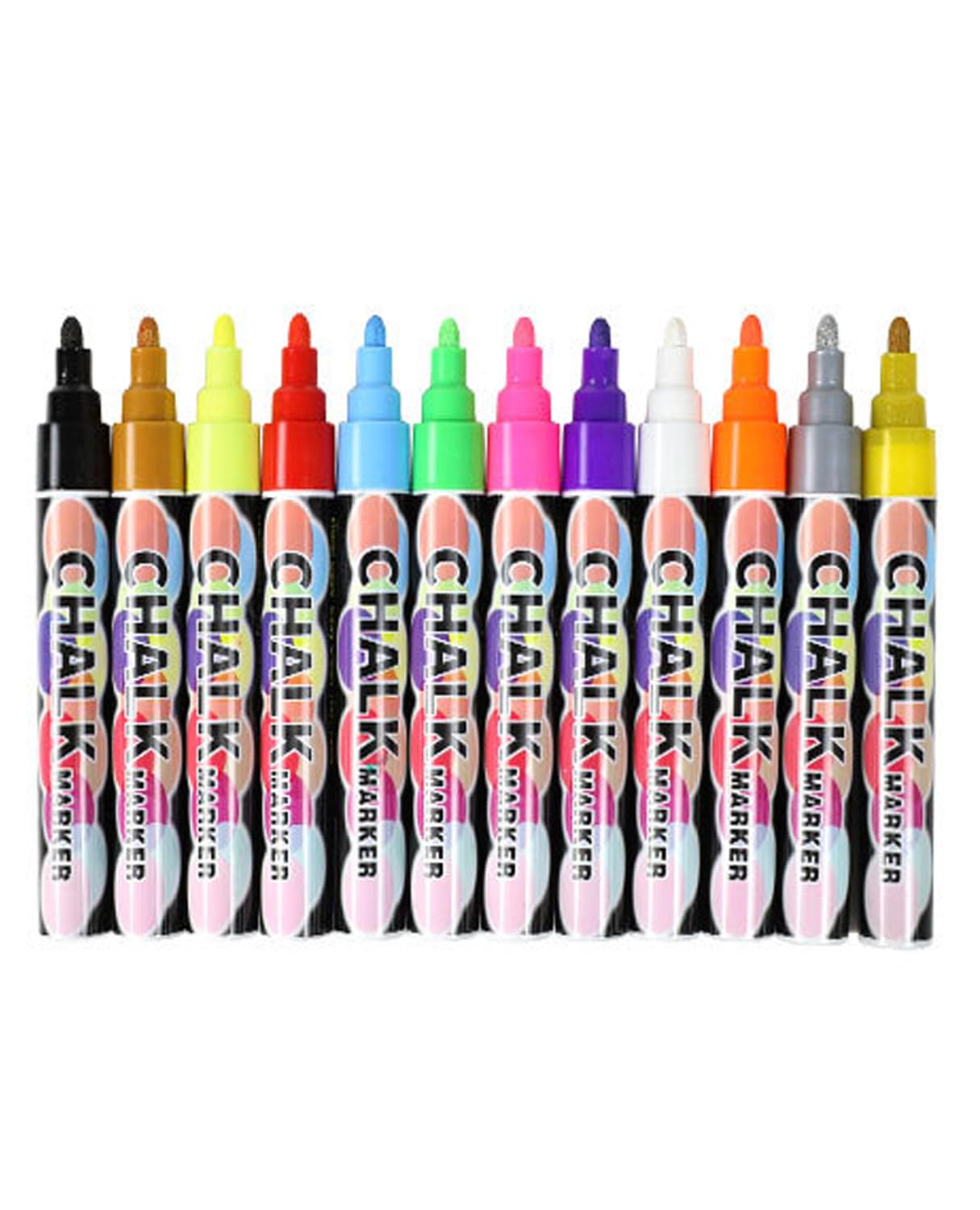 

TOMSING Erasable Highlighter Pen Fluorescent Liquid Chalk Fluorescent Board Easy to Wipe Ideal for LED Menu Window and Multiple Materials 12-Color