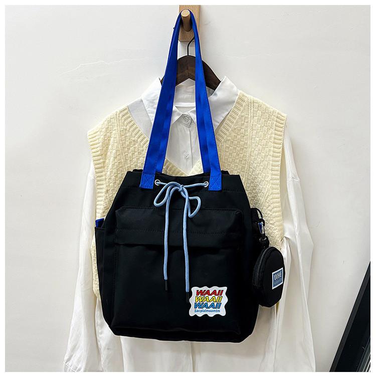 Стильная и свежая двухсекционная нейлоновая сумка-кроссбоди в корейском стиле для повседневного использования чёрный