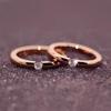 Rose Gold Plated Titanium Steel Ring with Single Diamond - Korean Style Women's Fashion Jewelry