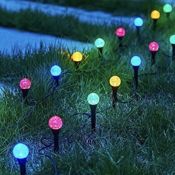 Solar-Powered Bubble Ball Stake Lights - Outdoor Waterproof Lawn and Courtyard Decor String Lights.