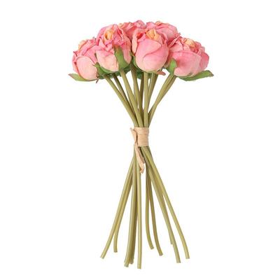 12PCS/bunch Multicolor Rose Artificial Flowers Silk Petals Green Stem Faux Rose Flower Scene Landscaping Bridal Bouquet