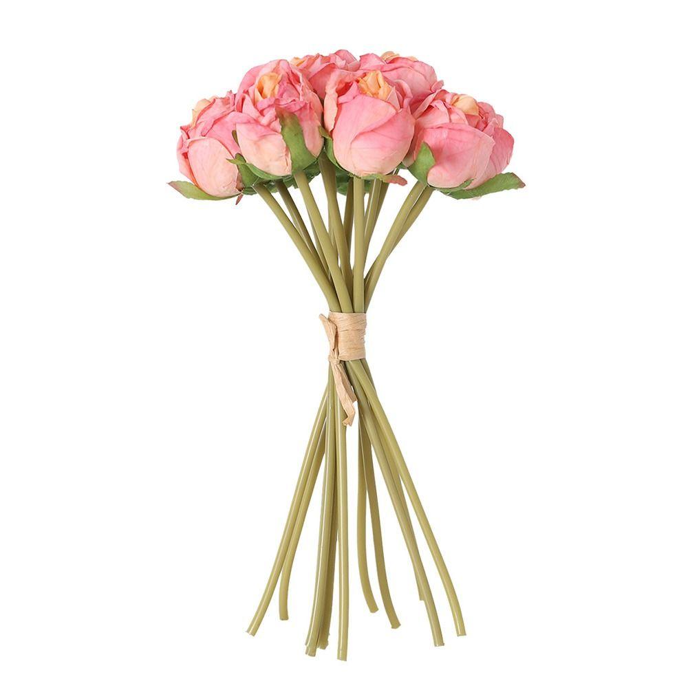 12PCS/bunch Multicolor Rose Artificial Flowers Silk Petals Green Stem Faux Rose Flower Scene Landscaping Bridal Bouquet