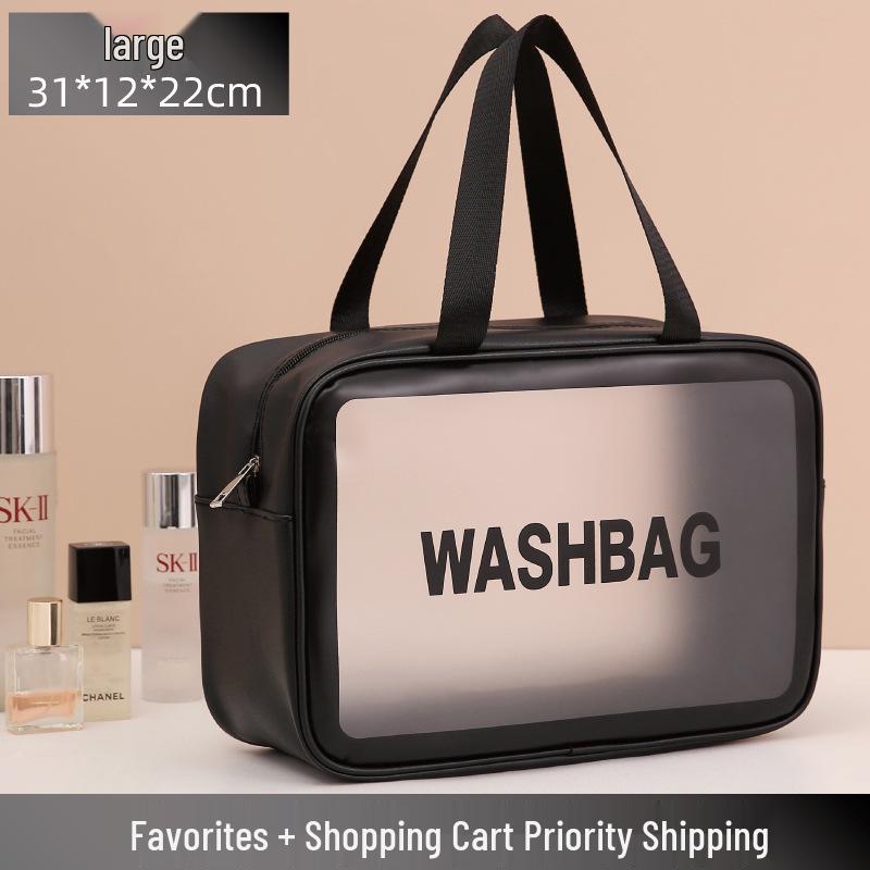 Large Capacity Frosted Transparent PVC Travel Wash Bag - Waterproof Makeup Bag