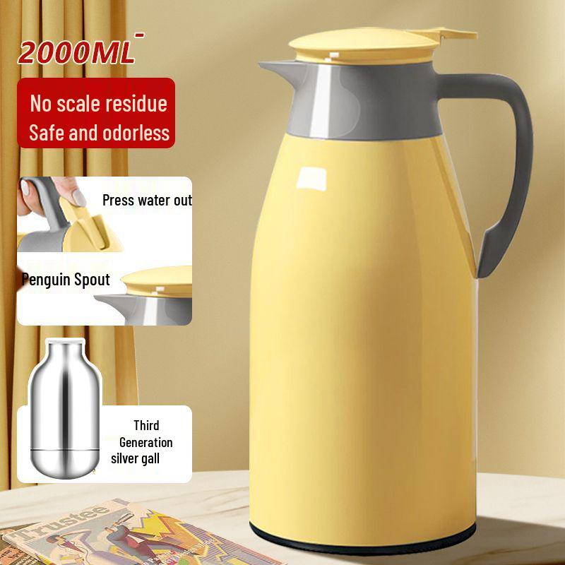 Чайник-термос с колбой из стекла большой емкости 2 л - Портативный и бытовой термос 1000ml