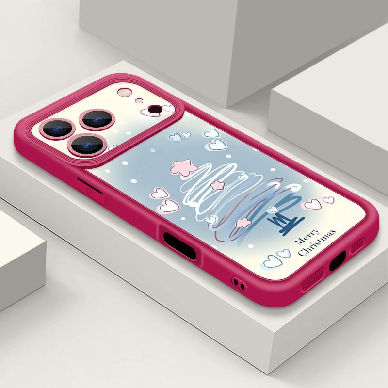 Shockproof Soft TPU Silicone Phone Cover Funda For iPhone 17 Air 16e 16 15 14 Pro Max 13 17 Pro Max 17 Pro 17 Air Blue Christmas Tree Pattern Case
