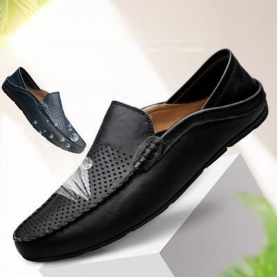 Herren Slipper, Lässige Lederschuhe, Sommer Herrenschuhe, Erbsenschuhe, Mokassins, Leichte Atmungsaktive Bootsschuhe