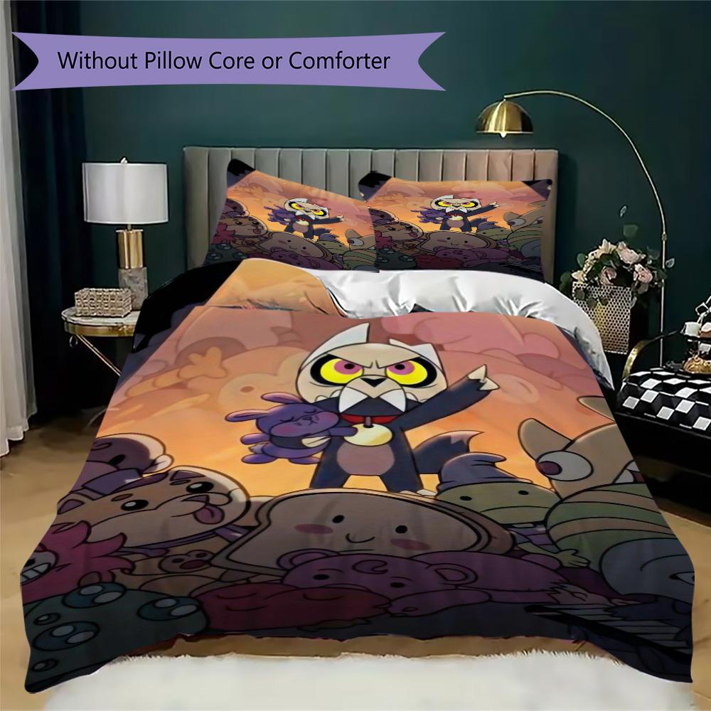 Cartoon Owls and Monsters Pattern Bedding,Quilt Set Quilt Cover Pillowcase Home Birthday Gift (1*duvet cover+2*pillowcase,without core)ZSJT0917245