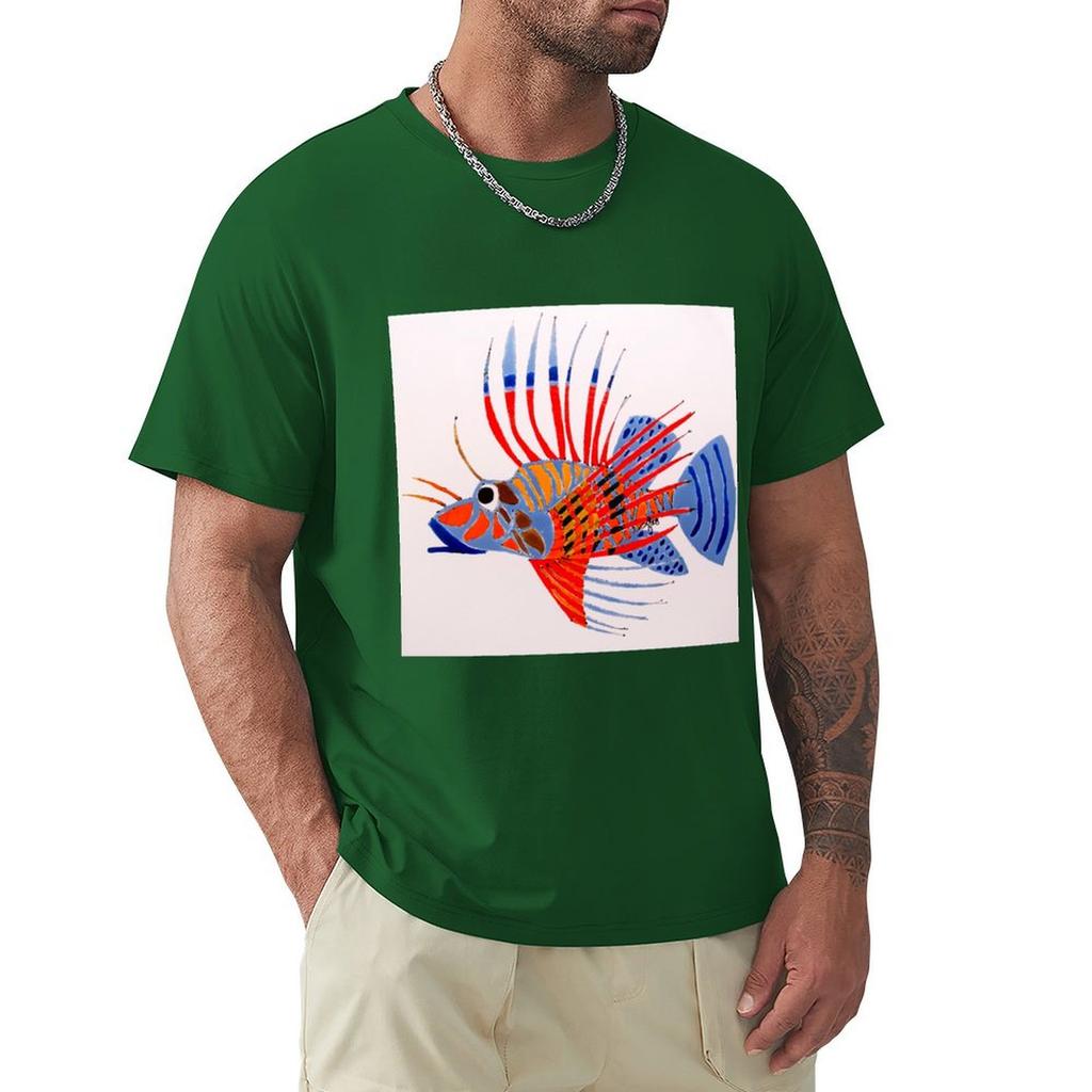 Lion Fish T-Shirt Heavyweights Plain Short Sleeve Tee Vintage T Shirts Men T Shirt
