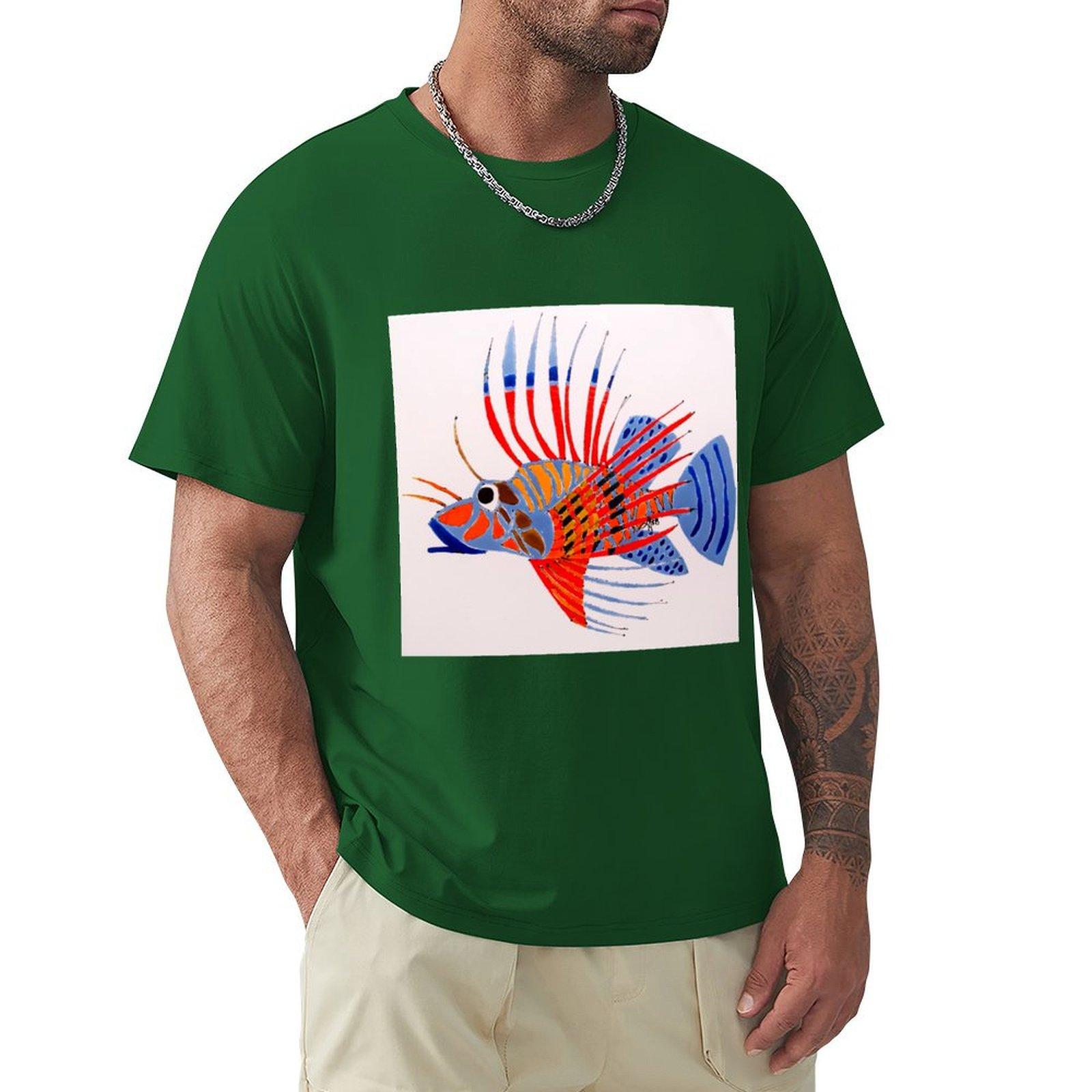 

Lion Fish T-Shirt Heavyweights Plain Short Sleeve Tee Vintage T Shirts Men T Shirt 4XL зелёный