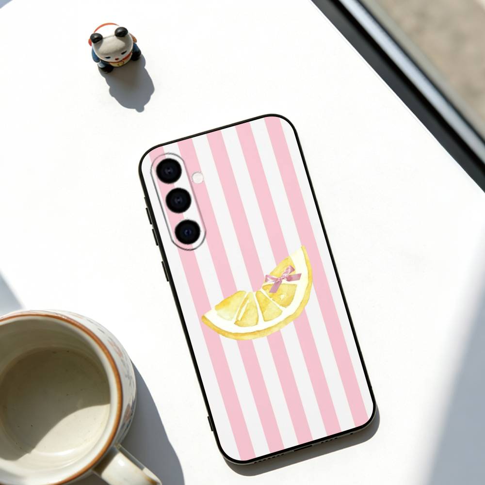 

Lemon Cool Stripe Pattern Phone Case For Samsung Galaxy A73,A72,A71,A70,A53,A52,A51,Soft Silicone Black Cover Samsung a21s