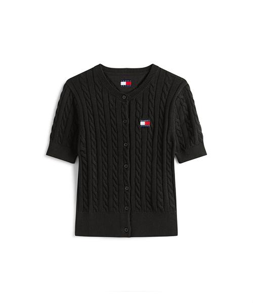 Tommy Jeans Regular Fit Cable Short Sleeve Cardigan (T32G1Kcd05Twt2Bds)